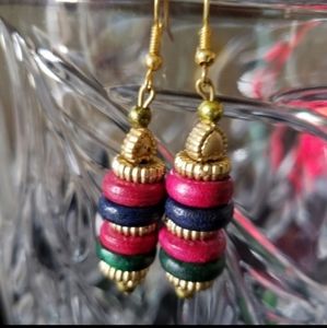 Dangled earrings Colorful earring fall pink blue